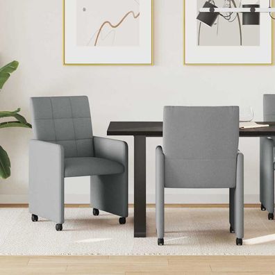vidaXL Esszimmerstühle mit Rollen 2 pcs Hellgrau 58 x 65 x 94 cm Stoff