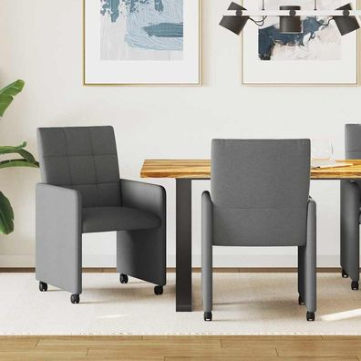 vidaXL Esszimmerstühle mit Rollen 2 pcs Dunkelgrau 58 x 65 x 94 cm