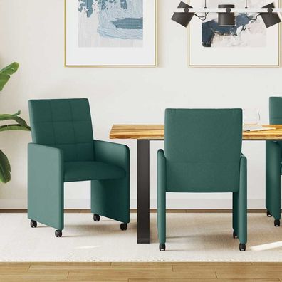 vidaXL Esszimmerstühle mit Rollen 2 pcs Dunkelgrün 58 x 65 x 94 cm