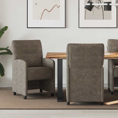 vidaXL Esszimmerstühle mit Rollen 2 pcs Dunkelgrau 57 x 67 x 95 cm
