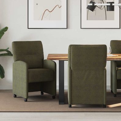vidaXL Esszimmerstühle mit Rollen 2 pcs Armeegrün 57 x 67 x 95 cm