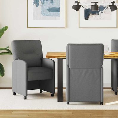 vidaXL Esszimmerstühle mit Rollen 2 pcs Dunkelgrau 57 x 67 x 95 cm