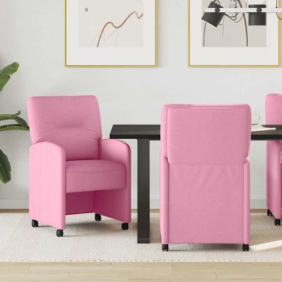 vidaXL Esszimmerstühle mit Rollen 2 pcs Rosa 57 x 67 x 95 cm Stoff