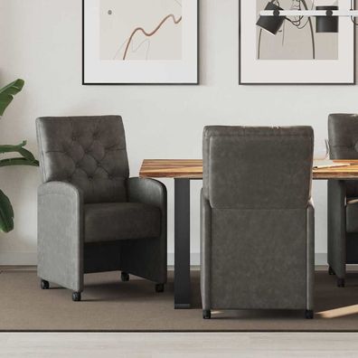 vidaXL Esszimmerstühle mit Rollen 2 pcs Schwarz 58 x 67 x 97 cm