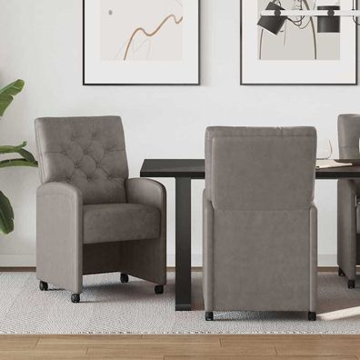 vidaXL Esszimmerstühle mit Rollen 2 pcs Grau 58 x 67 x 97 cm