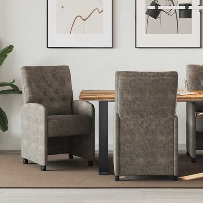 vidaXL Esszimmerstühle mit Rollen 2 pcs Dunkelgrau 58 x 67 x 97 cm