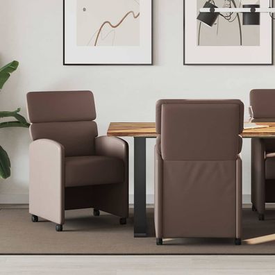 vidaXL Esszimmerstühle mit Rollen 2 pcs Braun 58 x 65 x 98 cm