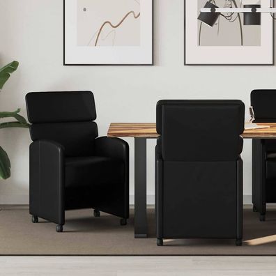 vidaXL Esszimmerstühle mit Rollen 2 pcs Schwarz 58 x 65 x 98 cm