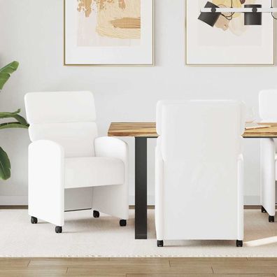 vidaXL Esszimmerstühle mit Rollen 2 pcs Weiß 58 x 65 x 98 cm