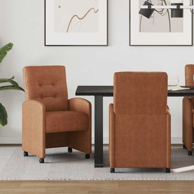 vidaXL Esszimmerstühle mit Rollen 2 pcs Braun 58 x 67 x 97 cm