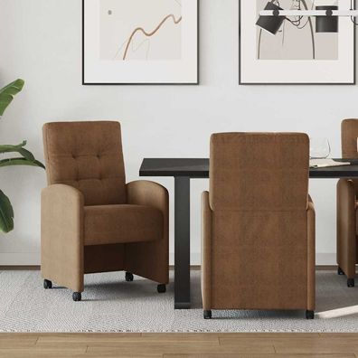 vidaXL Esszimmerstühle mit Rollen 2 pcs Braun 58 x 67 x 97 cm
