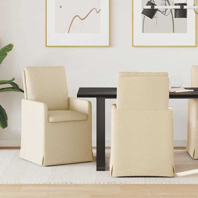 vidaXL Esszimmerstühle 2 pcs Creme 57 x 67 x 98 cm Stoff