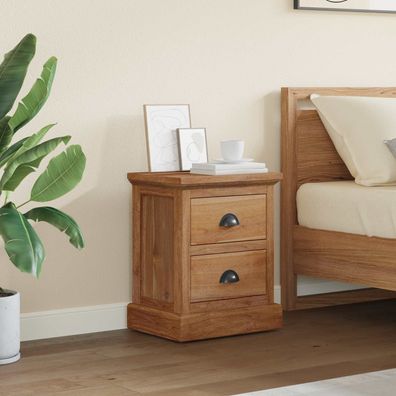 vidaXL Nachttisch mit Schubladen Natur 40 x 30 x 50 cm Massivholz Teak
