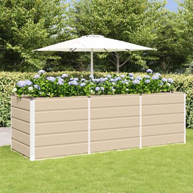 vidaXL Pflanzkübel Elfenbein 240 x 80 x 75 cm Stahl