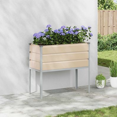vidaXL Pflanzkübel Elfenbein 100 x 45 x 90 cm Verzinkter Stahl