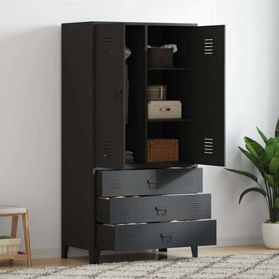 vidaXL Industrial Kleiderschrank Schwarz 90x50x180 cm Metall