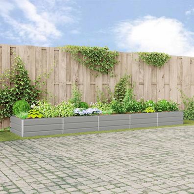 vidaXL Pflanzkübel Hellgrau 480 x 100 x 45 cm Verzinkter Stahl