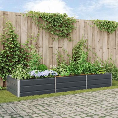 vidaXL Pflanzkübel Anthrazit 290 x 100 x 45 cm Verzinkter Stahl