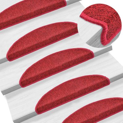 vidaXL Stufenmatten 15 Stk. 56x17x3 cm Rot Halbrund