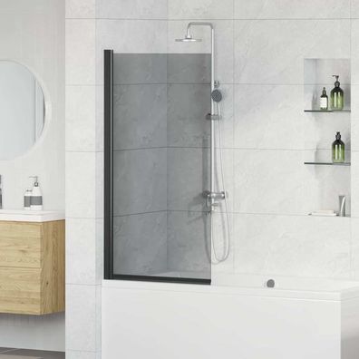 vidaXL Bad-Duschschirm Schwarz 68 x 130 cm Gehärtetes Glas
