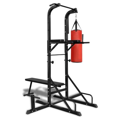 Fitness Kraftturm mit Trainingsbank und Boxsack