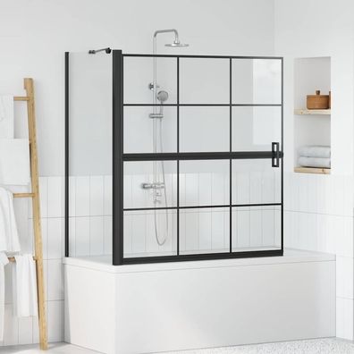 vidaXL Bad-Duschschirm Schwarz und Transparent 116 x 68 x 128 cm