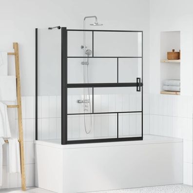 vidaXL Bad-Duschschirm Schwarz und Transparent 100 x 68 x 128 cm