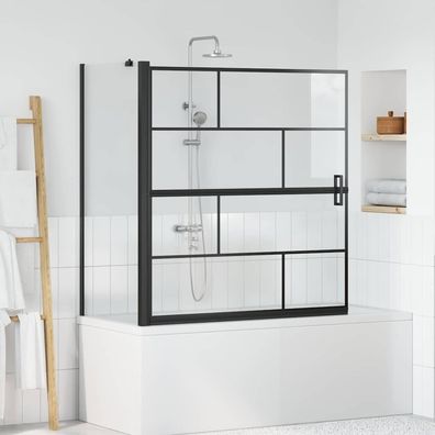 vidaXL Bad-Duschschirm Schwarz und Transparent 116 x 68 x 128 cm