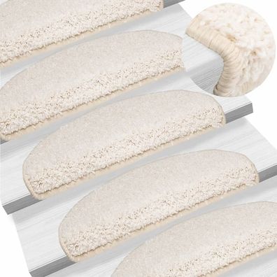 vidaXL Stufenmatten 15 Stk. 65x21x4 cm Weiß Halbrund Groß