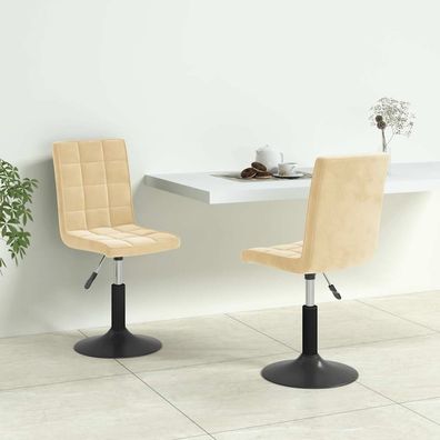 vidaXL Esszimmerstühle 2 Stk. Drehbar Creme Samt