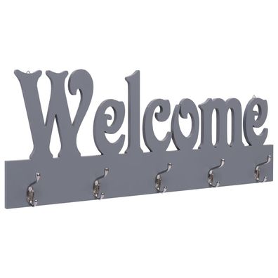 vidaXL Wandgarderobe Welcome Grau 74 x 29,5 cm
