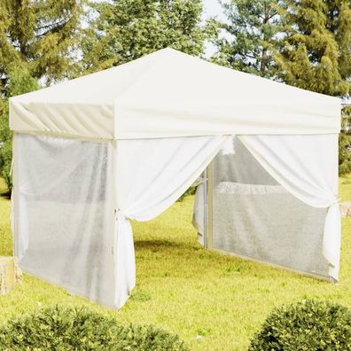 vidaXL Partyzelt Faltbar mit Seitenwänden Creme 3x3 m