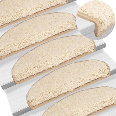 vidaXL Stufenmatten 15 Stk. 65x21x4 cm Creme Halbrund Groß