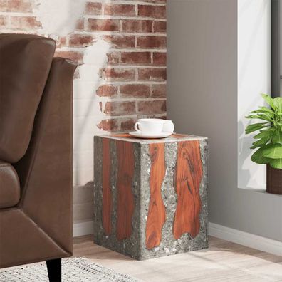 vidaXL Hocker Teak Massivholz und Harz