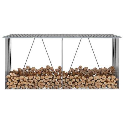 vidaXL Brennholzlager aus verzinktem Stahl 330x84x152 cm Grau