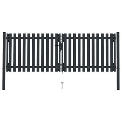 vidaXL Doppeltür-Gartentor aus Stahl 300 x 125 cm Anthrazit