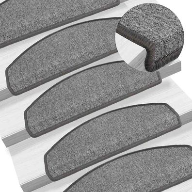 vidaXL Stufenmatten 10 Stk. 65x24x4 cm Dunkelgrau Halbrund Groß