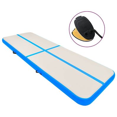 vidaXL Aufblasbare Gymnastikmatte mit Pumpe 800x100x15 cm PVC Blau