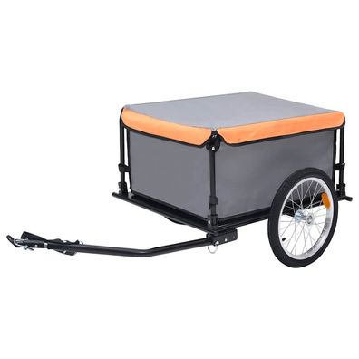 vidaXL Fahrradanhänger Grau und Orange 65 kg