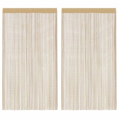 vidaXL Fadenvorhänge 2 Stk. 140 x 250 cm Beige