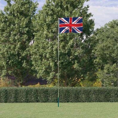 vidaXL Flagge Großbritanniens mit Mast 5,5 m Aluminium