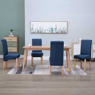 vidaXL Esszimmerstühle 4 Stk. Blau Stoff