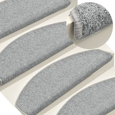 vidaXL Stufenmatten 15 Stk. 65x24x4 cm Hellgrau Halbrund Groß