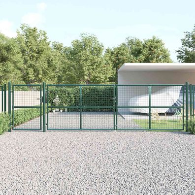 vidaXL Maschen-Gartentor Grün 500x125 cm Verzinkter Stahl