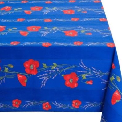 Tissus Toselli Tischdecke Baumwolle Beschichtet Mohnblumen Tischwäsche aus Frankreich