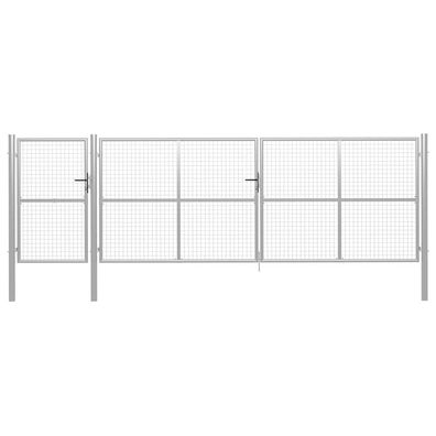 vidaXL Gartentor aus Stahl 500 x 150 cm Silber