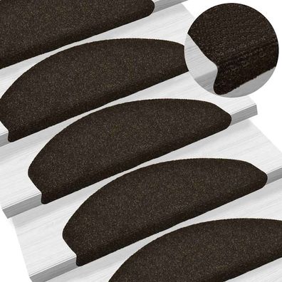 vidaXL Stufenmatten Selbstklebend 10 Stk. 65x21x4 cm Dunkelbraun Halbrund Groß