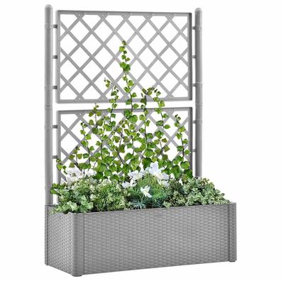 vidaXL Garten-Hochbeet mit Spalier und Selbstbewässerungssystem Grau