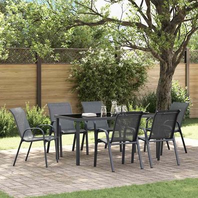 vidaXL Stapelbare Gartenstühle 6 Stk. Grau Textilene