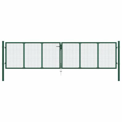 vidaXL Maschen-Gartentor aus Stahl 400 x 75 cm Grün